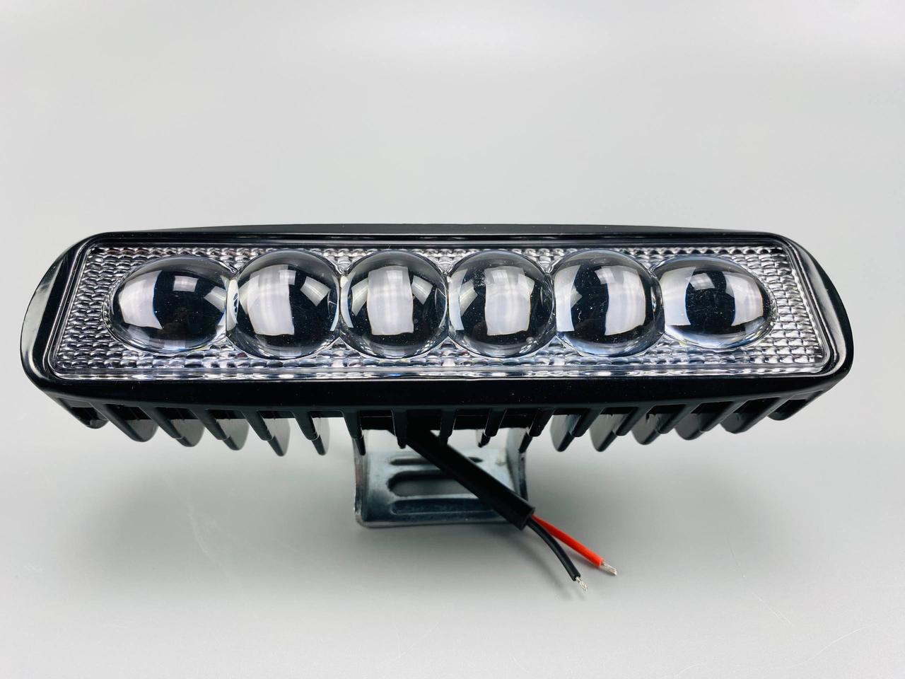 Фара LED прямокутна 18W (6 діодів) (зовнішня) 3D лінза, фото 1