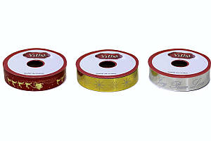 Стрічка декоративна для пакування 1,8см*10м Новорічна ООПТ (30)