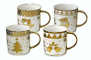 Чашка Новорічний принт із золотом 350мл ООПТ (12)