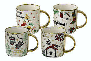 Чашка Новорічний принт із золотом 350мл ООПТ (12) CP7436