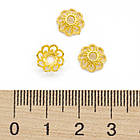 Шапочки для Намистин Металеві, Квітка, Золото, 9х4мм, Отвір 2мм, 30 шт, фото 3