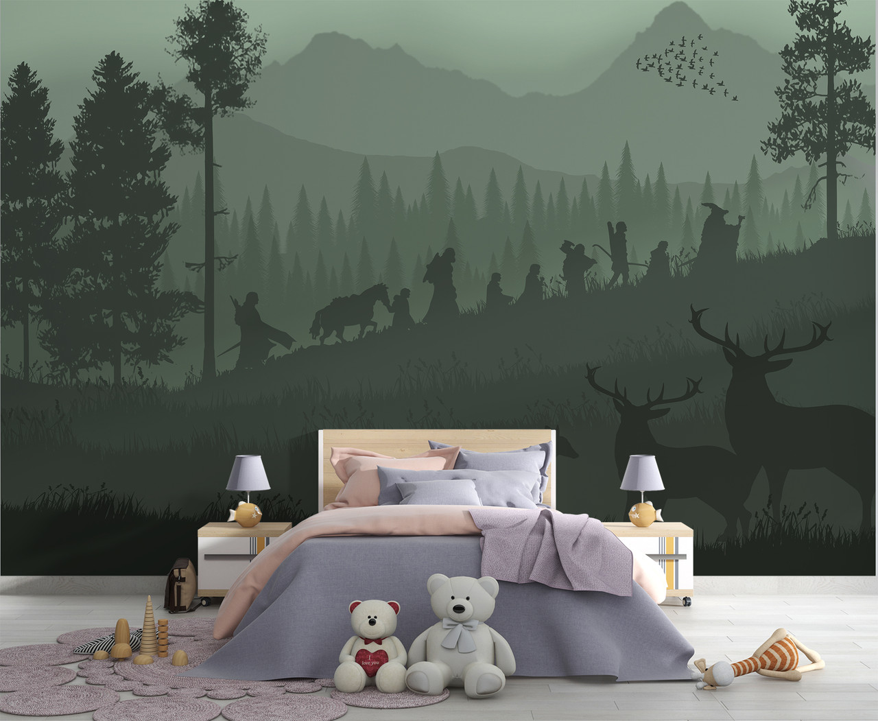 Самоклеючі плівка Oracal фотошпалери принт в художньому стилі в дитячу "Силуети героїв", фото 1