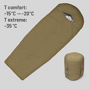 Зимовий спальний мішок M-WIN Tactical Winter Gen-3 (220×88 см) Хакі — теплий армійський спальник ЗСУ для зими