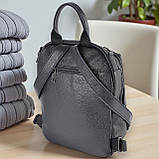 Шкіряний міський сумка рюкзак жіночий чорний місткий трансформер з натуральної шкіри, фото 4