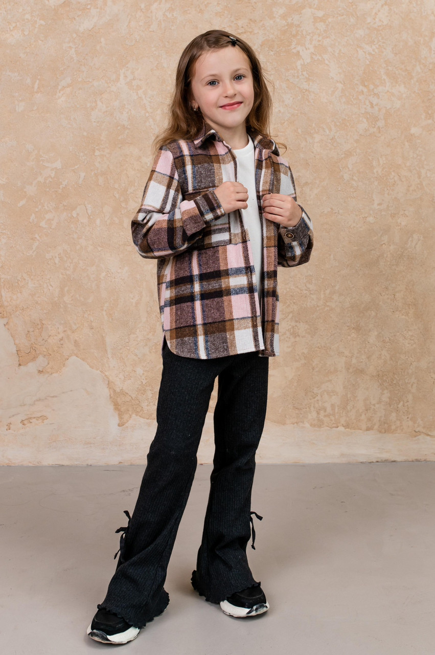 Стильна дитяча сорочка у клітинку 8565 у розмірах 122-152, фото 1