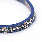 Шнур Штучна Шкіра зі стразами, Темно-синій, 6.5x3.5мм, близько 1.2м/шт, фото 2