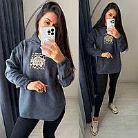 Жіночий теплий спортивний костюм флісова кофта з капюшоном і лосини з дайвінгу на флісі розміри 42-52