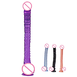 Великий Фіолетовий фалоімітатор для анальної стимуляції, Ділдо на присосці з мошонкою 42 см, Інтимні іграшки, фото 4