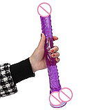 Великий Фіолетовий фалоімітатор для анальної стимуляції, Ділдо на присосці з мошонкою 42 см, Інтимні іграшки, фото 6