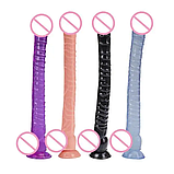 Великий Фіолетовий фалоімітатор для анальної стимуляції, Ділдо на присосці з мошонкою 42 см, Інтимні іграшки, фото 7