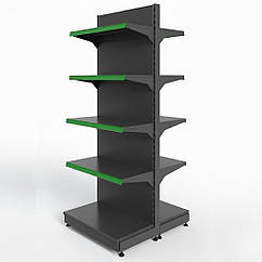 Торговий двосторонній стелаж 1900х600 мм, приставний стелаж, стелаж для іграшок, стелаж для техніки, стелаж для фарби, для взуття