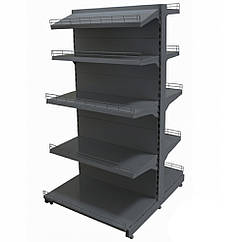 Торговий двосторонній стелаж 1900х750 мм, приставний стелаж, стелаж для іграшок, стелаж для техніки, стелаж для фарби, для взуття