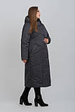 Елегантне зимове пальто напівприлеглого крою в кольорі графіт M-1068, розміри 48-64, фото 4