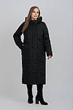 Елегантне зимове пальто напівприлеглого крою в кольорі графіт M-1068, розміри 48-64, фото 3