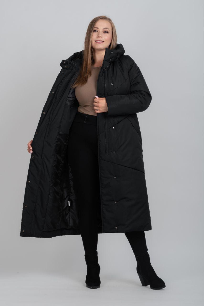 Зимове пальто сучасного дизайну для жінок із пишними формами М-1068, фото 1