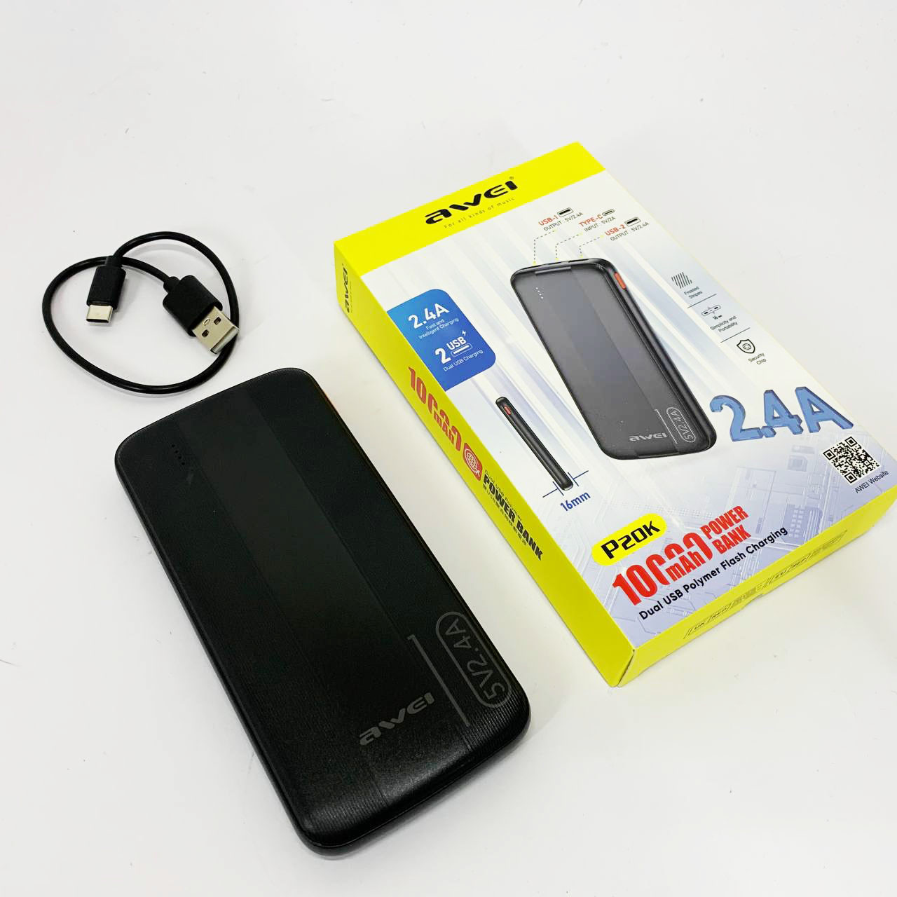 Повербанк зарядка Awei, Повербанк з підсвічуванням, Павербанк з ліхтариком потужний NA-60, фото 1