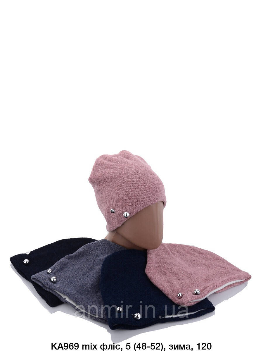 Зимова шапка на флісі ДЕКОР для дівчинки 48-52, кольору міксом