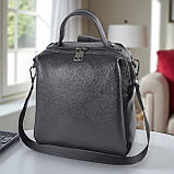 Великий жіночий сумка рюкзак чорний шкіряний рюкзачок міський трансформер з натуральної шкіри, фото 10