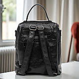 Великий жіночий сумка рюкзак чорний шкіряний рюкзачок міський трансформер з натуральної шкіри, фото 5
