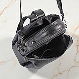 Великий жіночий сумка рюкзак чорний шкіряний рюкзачок міський трансформер з натуральної шкіри, фото 3