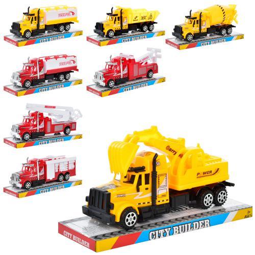 Машина 22см, інерція, 8видів(4пожеж+4будів), в слюді, 25,5*12*8,5см (60шт), фото 1