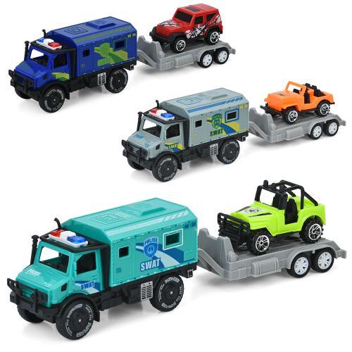 Трейлер інерц, з причепом, 23см, джип 6,5см, мікс видів, пак. 12*29*5см (96шт), фото 1