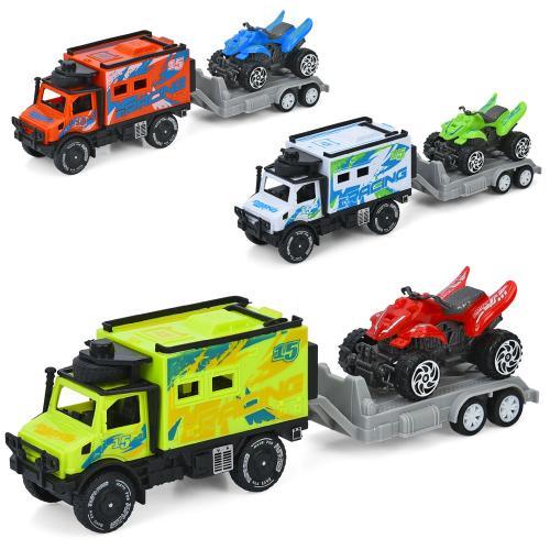 Трейлер інерція, з причепом, 23см, квадроцикл 7см, 3 кольори, пак. 13*29*7см (96шт), фото 1