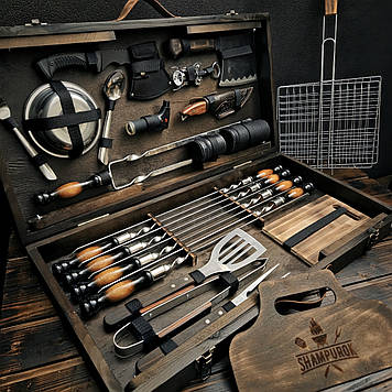 Подарунковий набір шампурів для пікніка в кейсі-столику "Пума Люкс"