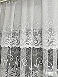 Красива біла турецька жакардова тюль із ламбрекеном у зал, спальню, вітальню, фото 8
