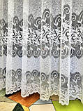 Красива біла турецька жакардова тюль із ламбрекеном у зал, спальню, вітальню, фото 4