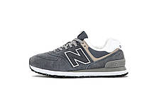 Чоловічі кросівки New Balance 574 Grey White Winter Fur (сірі з білим) замшеве хутро зима Y15199