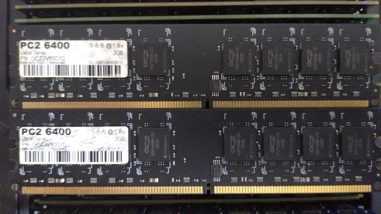 Комплект на 4GB (2х2GB) DDR2 800MHz CL5 (знижені таймінги) OCZ RAM PC2 6400U (Intel/AMD) з LED підсвіткою, фото 1