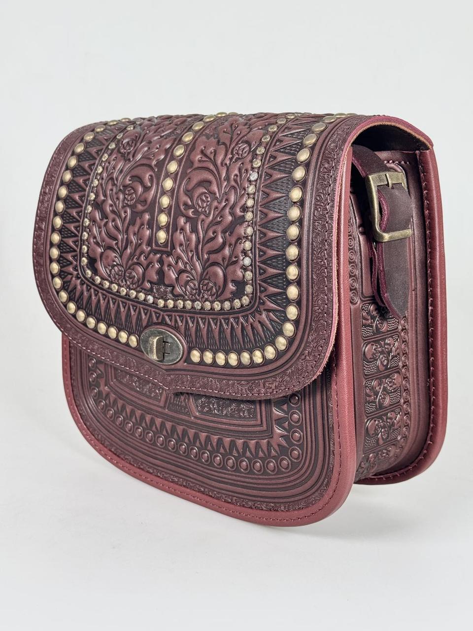 Авторська шкіряна сумка "Дубок" ручної роботи, велика  сумка з натуральної шкіри, фото 1