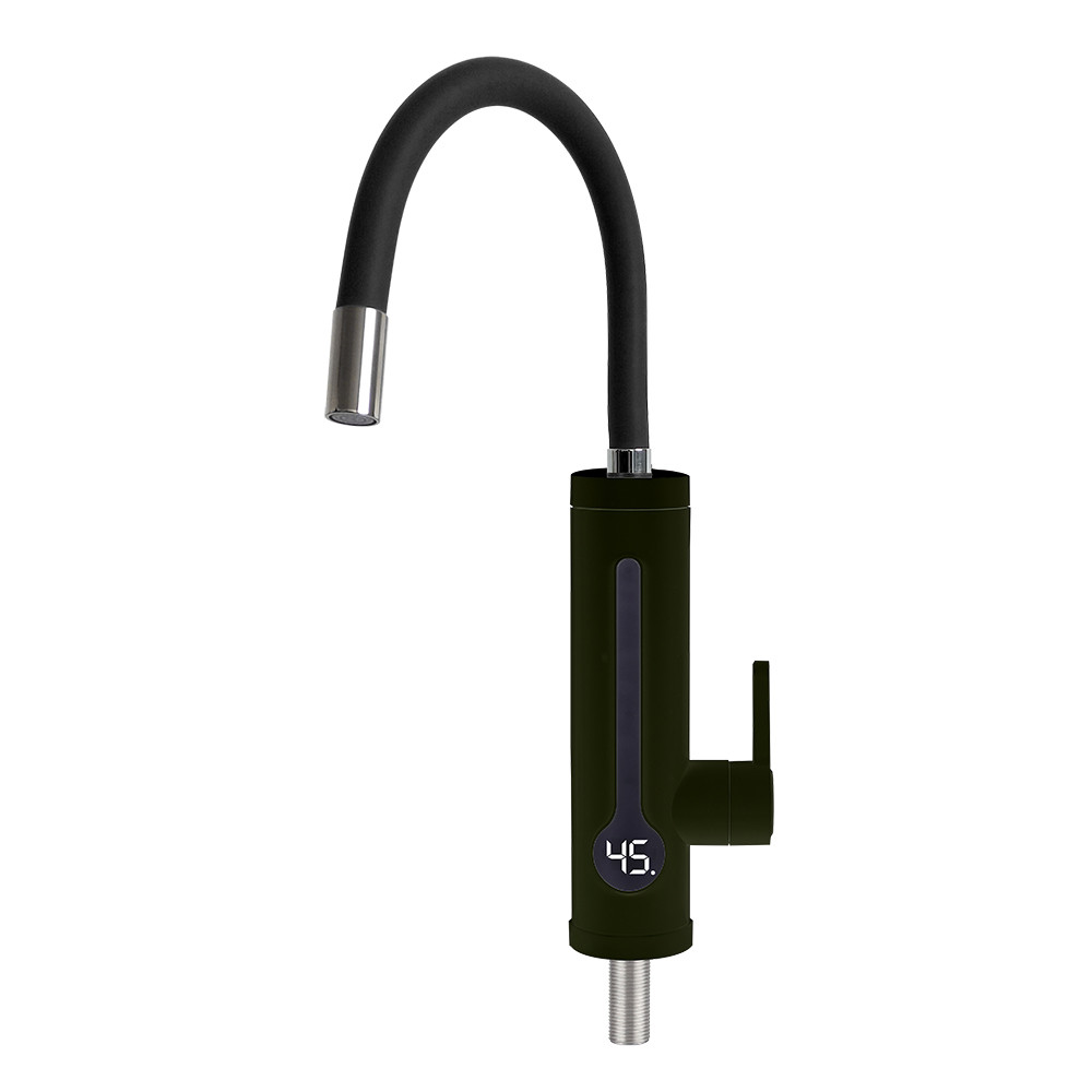 Проточний водонагрівач WEZER SDR-G18TR-Black, гнучкий вилив (3,3 кВт + датчик темп.), чорний, фото 1