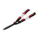 Ножиці по живоплоту з гофрованим лезами і телескопічною алюмінієвою ручкою для стебел Ø≤6мм (l66-83см) леза l22 см Yato YT-88213, фото 4