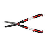 Ножиці по живоплоту з гофрованим лезами і телескопічною алюмінієвою ручкою для стебел Ø≤6мм (l66-83см) леза l22 см Yato YT-88213, фото 7