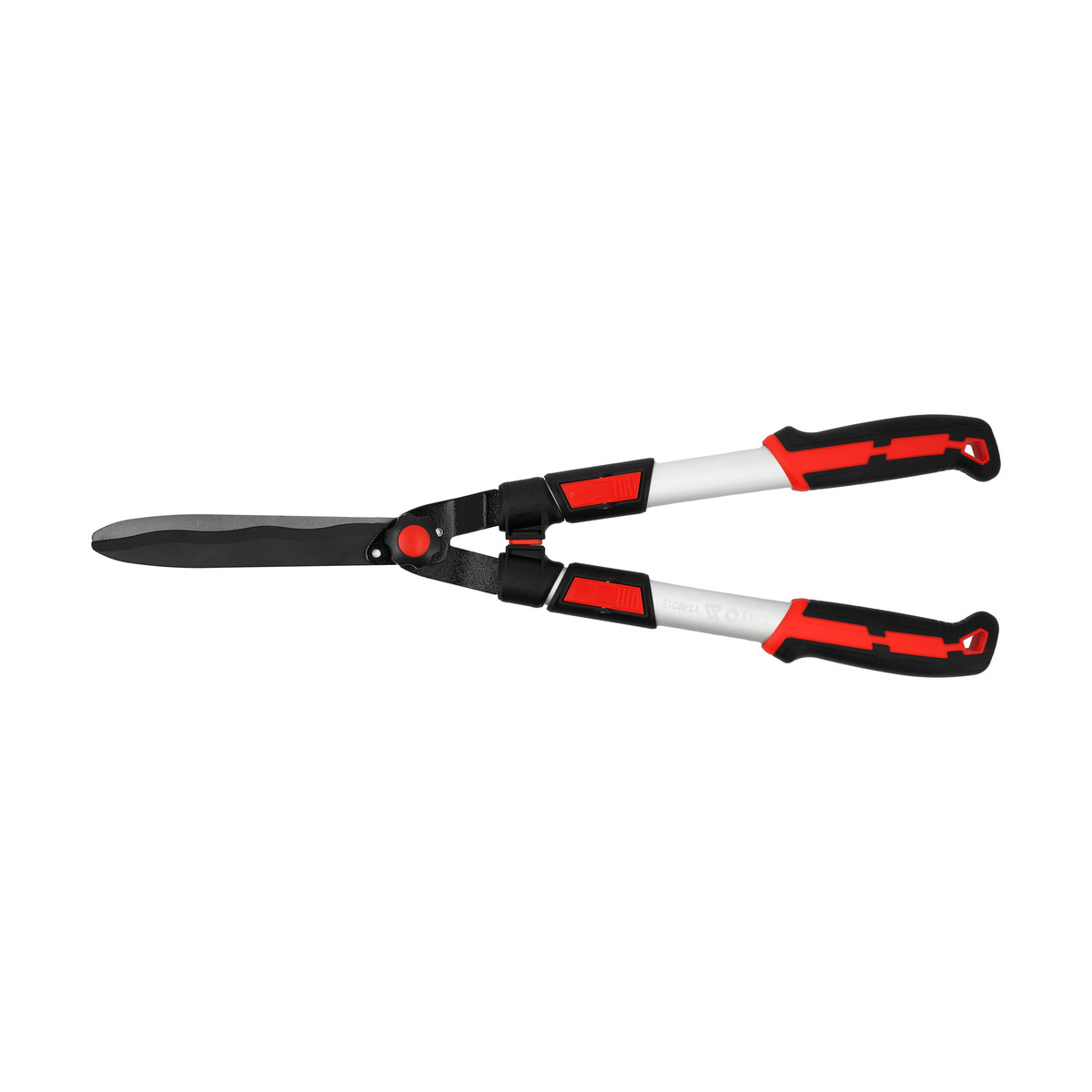 Ножиці по живоплоту з гофрованим лезами і телескопічною алюмінієвою ручкою для стебел Ø≤6мм (l66-83см) леза l22 см Yato YT-88213, фото 1