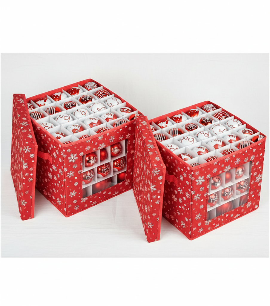 Контейнер Anstore для зберігання Новорічних кульок з 3 роздільниками, прозорим віконцем та ручкою 2 шт, фото 1