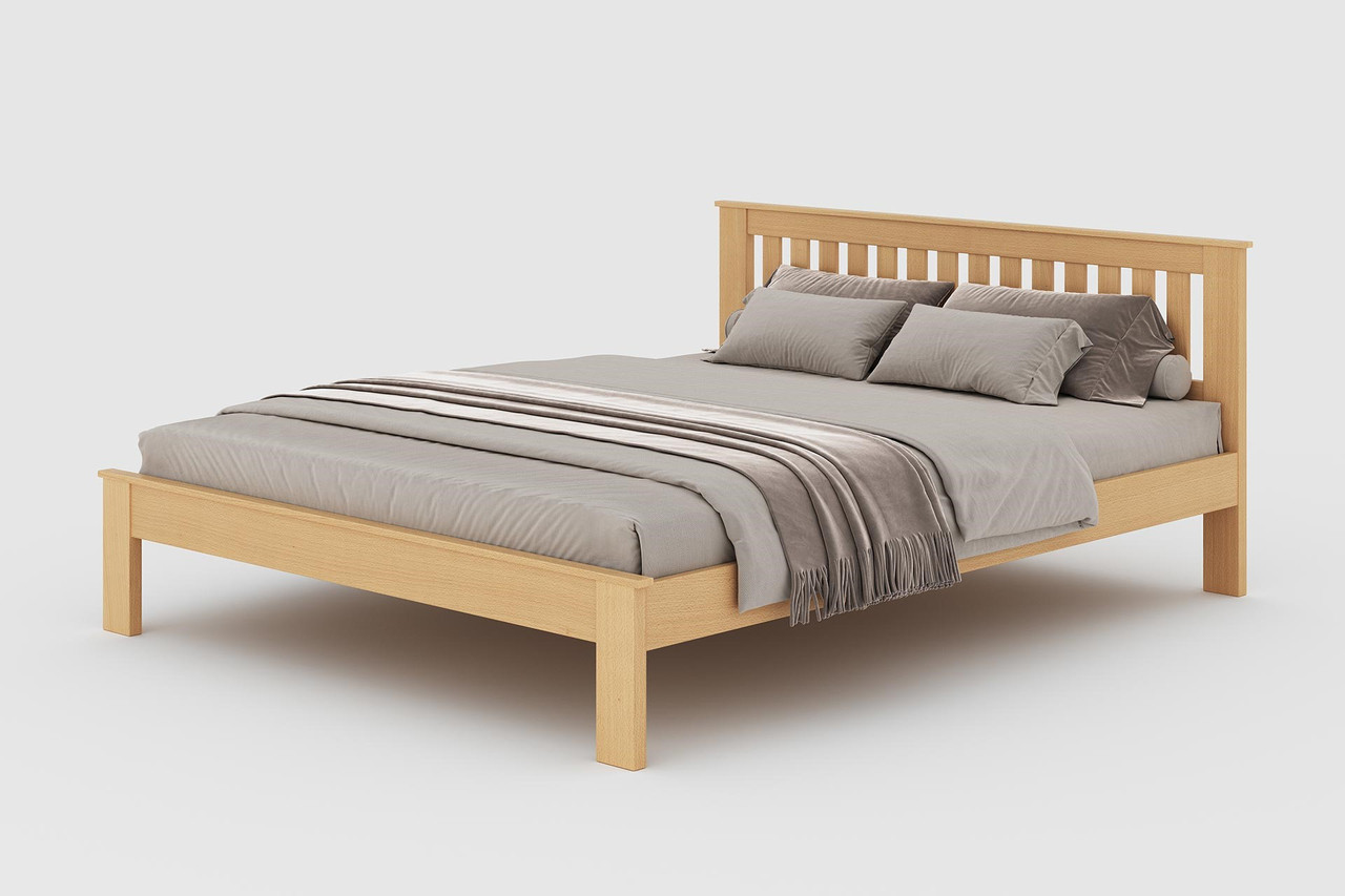 Ліжко двоспальне "Інга" з натурального дерева для готелів, фото 1