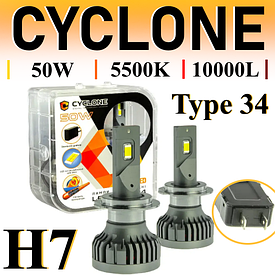 LED-лампи в фару авто H7 12 V 50 W 5500 K 10000L CYCLONE Type 34