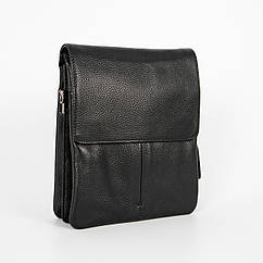 Чоловіча сумка з натуральної шкіри з клапаном, середня