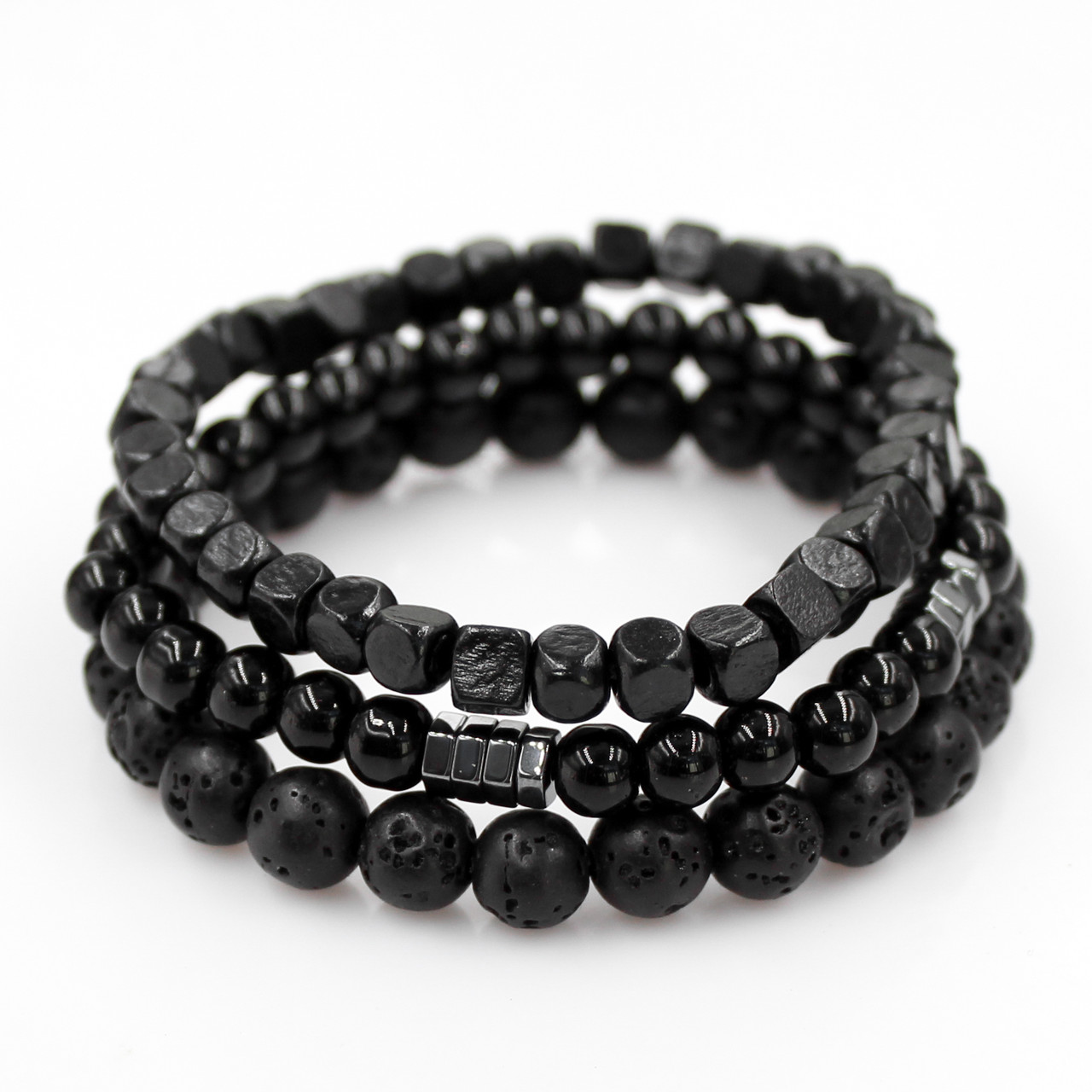 Набір браслетів з вулканічного каменю (3 шт.) 372006, фото 1