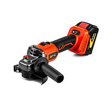 GTM Кутова шліфмашина ак. 125мм  AGC18/125BL, 18В, 3000-8500об/хв +акум.4Аг-2шт, зарядний пристрій