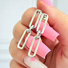 Срібні сережки на гвоздиках з підвісками у вигляді скріпок "Меандр" - 925 проби, замок-закрутка, фото 3