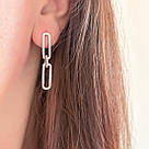 Срібні сережки на гвоздиках з підвісками у вигляді скріпок "Меандр" - 925 проби, замок-закрутка, фото 2