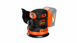 GTM Шліфмашина ексцентрикова акум. OSC18/125BL, 18В, 125мм, 6000-12000об/хв., КАРКАС (без АКБ і ЗП)