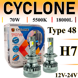 LED-лампи в фару з обманкою H7 12 V-24 V 70 W 5500 K 18000 L CAN BUS CYCLONE Type 48