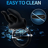 Подвійне кільце з вібрацією для продовження статевого акту, Кільце з відростком для стимуляції клітора, Інтимн, фото 10