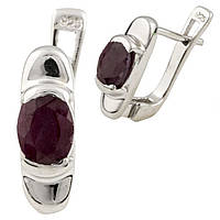 Срібні сережки Proba з натуральним рубіном (0476902)