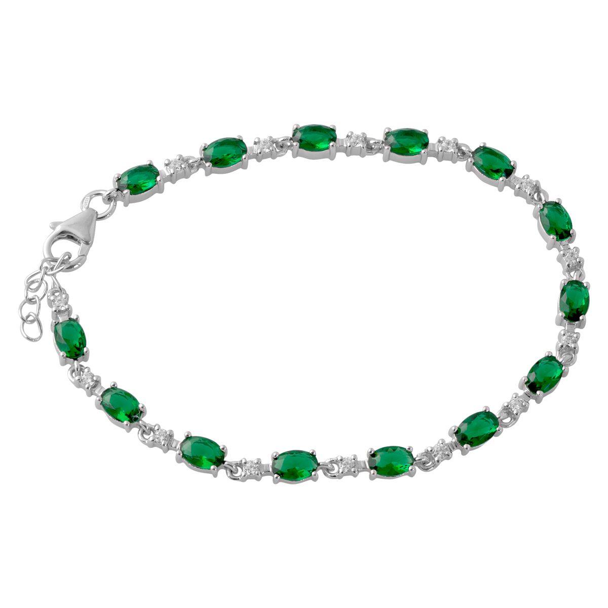 Срібний браслет Proba зі смарагдом nano 5.33ct, вага виробу 7,18 г (1513682) 1720 розмір, фото 1